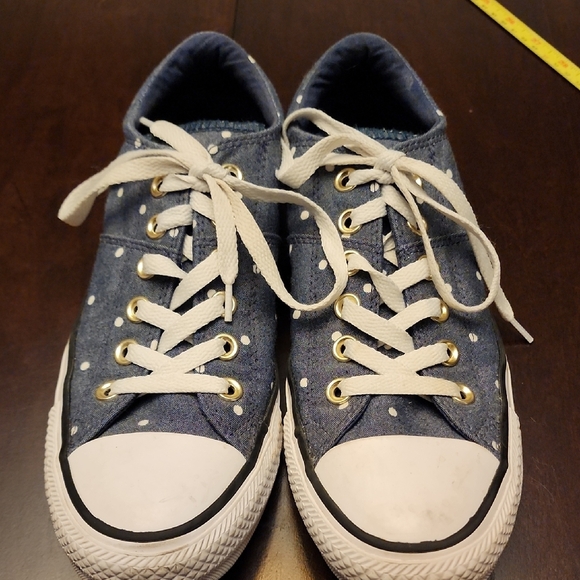 Converse Shoes - Converse Blue Polka Dot Sneakers with White Laces